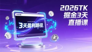 2026TK掘金直播课，起号涨粉+直播带货+商单变现+3天打通盈利路径，月入过万美金-聊项目