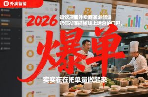2026餐饮店铺外卖商家必修课,帮你彻底搞懂线上运营的门道,实实在在把单量做起来-聊项目